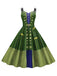 Robe patchwork à doubles bretelles Sanderson Sisters verte des années 1950