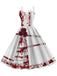 Robe d'Halloween doubles bretelles et roses sanglantes des années 1950