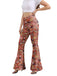 Pantalon évasé à fleurs taille haute années 1960