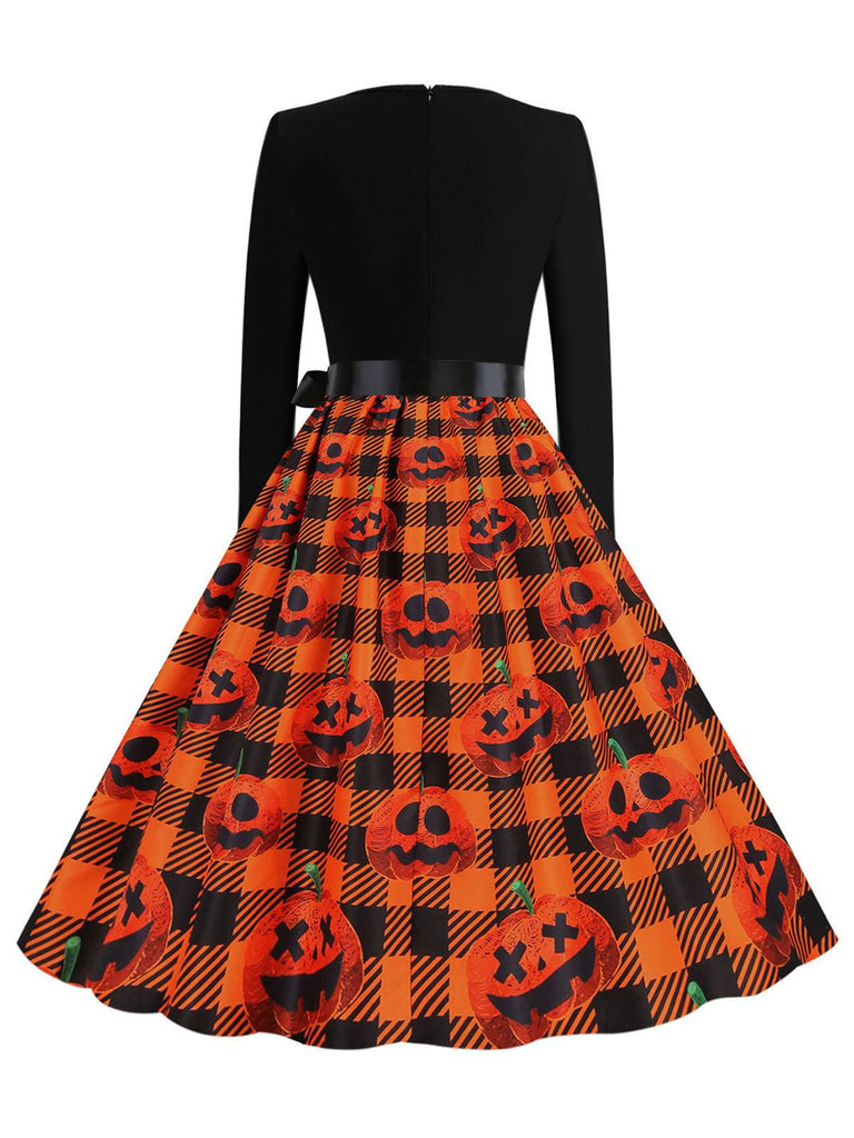Robe patchwork à manches longues pour Halloween des années 1950
