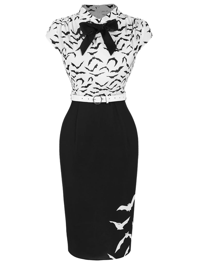 [Prévente] Robe violette coupe ajustée ceinture col montant et motif œil façon Halloween années 60