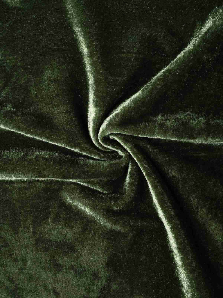 Robe verte en velours perlé à col en V des années 40