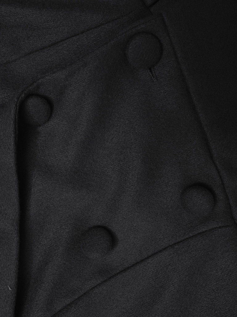 Manteau à revers larges et manches lanternes unies des années 1960