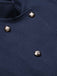 Manteau croisé bleu uni à col montant des années 40