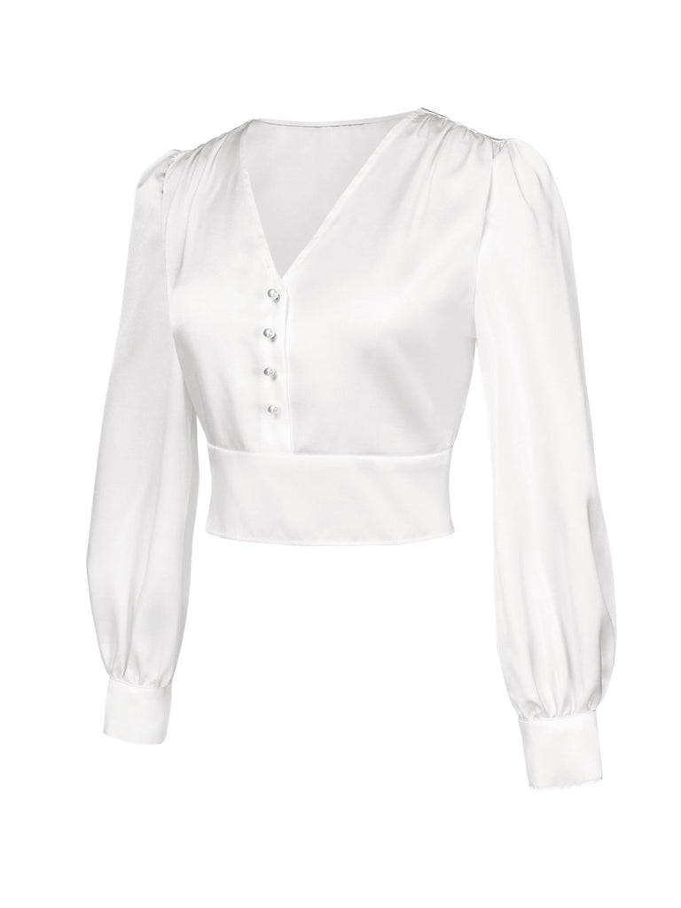 2PCS robe à carreaux et chemisier en satin années 40