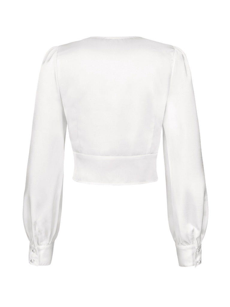 2PCS robe à carreaux et chemisier en satin années 40
