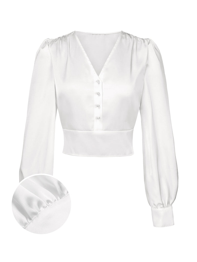 2PCS robe à carreaux et chemisier en satin années 40