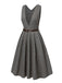 2PCS robe à carreaux et chemisier en satin années 40
