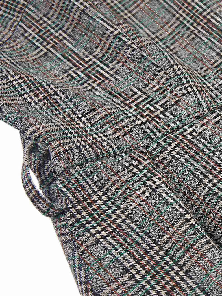 2PCS robe à carreaux et chemisier en satin années 40