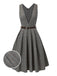 2PCS robe à carreaux et chemisier en satin années 40