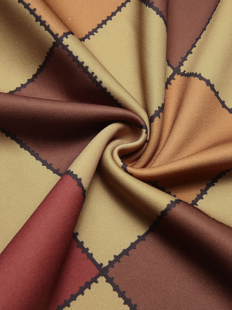 Combinaison dos nu à motifs géométriques patchwork orange années 1970