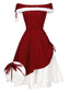 [Prévente] Robe rouge à épaules dénudées en peluche de Noël des années 1950