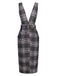 Robe chasuble à carreaux et boutons gris des années 1960