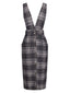 Robe chasuble à carreaux et boutons gris des années 1960