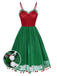 Robe rouge en maille à pois de Noël des années 1950