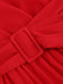 Robe plissée unie à col en V rouge des années 40
