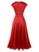 Robe en satin col en V profond rose des années 1950