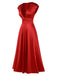 Robe en satin col en V profond rose des années 1950