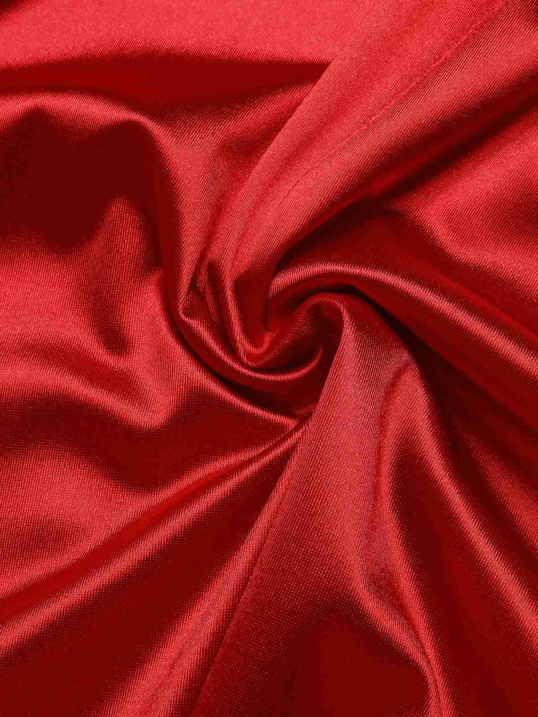 Robe en satin à col en V profond et couleur unie 1950s