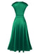 Robe en satin col en V profond rose des années 1950