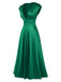 Robe en satin col en V profond rose des années 1950