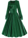 Robe en velours à col carré uni des années 1950