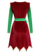 Robe rouge contrastée à ourlet ondulé de Noël des années 1960