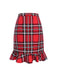 Jupe à volants et nœud en tartan rouge des années 1970