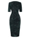 Robe fleurie froncée floquée des années 1960