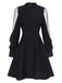 Robe patchwork en maille noire à pois des années 1950