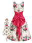 Robe Fuchsia Imprimé Roses Taille Froncée Années 1950