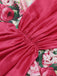 Robe Fuchsia Imprimé Roses Taille Froncée Années 1950