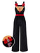 Combinaison en velours peluche noire à motif d'élan de Noël des années 1940