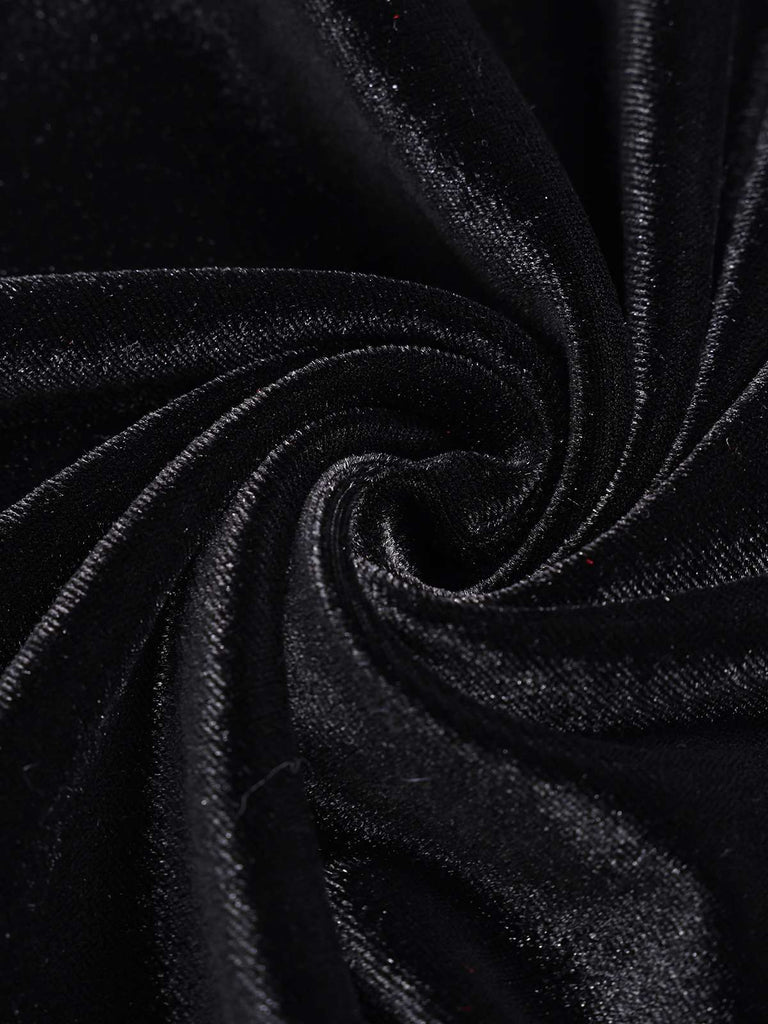 Combinaison en velours peluche noire à motif d'élan de Noël des années 1940