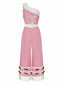 Combinaison asymétrique en patchwork de fourrure rose des années 1950