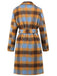 Manteau ceinturé à carreaux contrastés à revers des années 1950