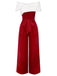 Combinaison en velours fourrure rouge Noël à épaules dénudées des années 1960