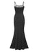 Robe longue sirène dos nu à pois noirs des années 1930