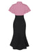 Robe sirène noire à pois et col noué des années 1930