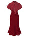 Robe sirène rose pêche à pois et col noué des années 1930