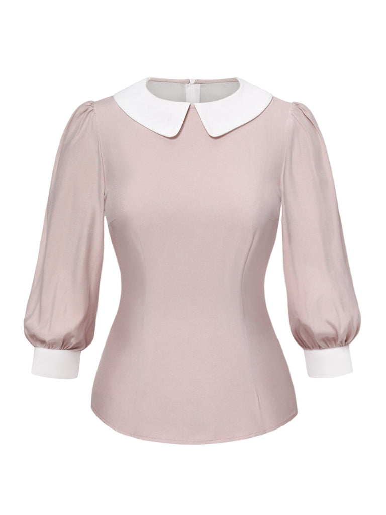 2PCS chemisier rose contrasté et robe grise des années 40
