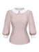 2PCS chemisier rose contrasté et robe grise des années 40
