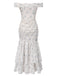Robe bleue à volants et épaules dénudées motif floral des années 1930