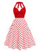Robe rouge à pois et col licou des années 1950