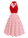 Robe rouge à pois et col licou des années 1950
