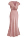 Robe sirène en satin uni à col en V des années 1930