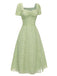 Robe verte à petites fleurs col cœur des années 1940