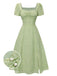 Robe verte à petites fleurs col cœur des années 1940