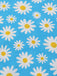 Robe dos nu marguerites bleue avec bordure en dentelle des années 1950