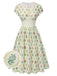Robe beige col revers en dentelle florale des années 1940